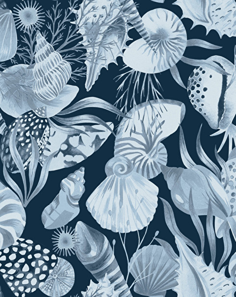 Coquillage Blue Wallpaper - Wallpaper | Devon&Devon