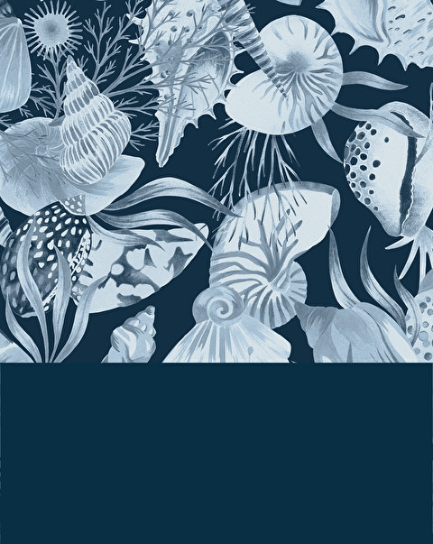 Coquillage Blue Boiserie Wallpaper - Wallpaper | Devon&Devon