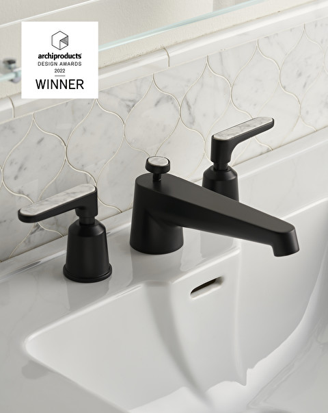 Twenties 3 hole basin set - Bianco Carrara - Bathroom Taps | Devon&Devon