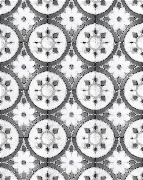 Flora Tiles Petunia White wall covering - Flooring and Wall Coverings | Devon&Devon