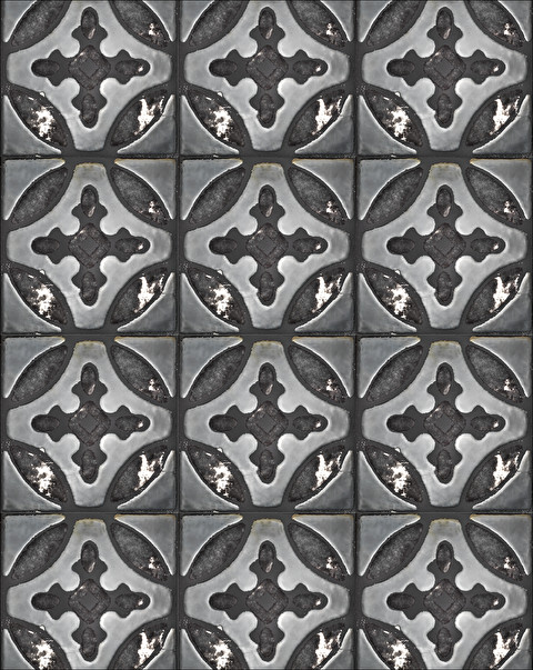 Flora Tiles Primrose Black wall covering - Flooring and Wall Coverings | Devon&Devon