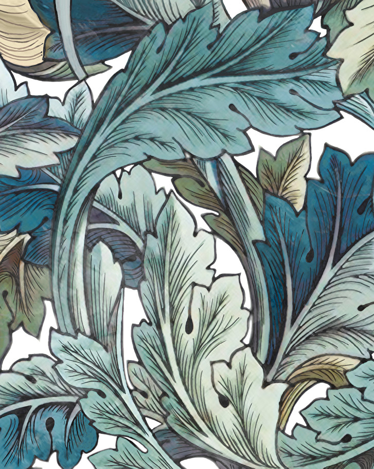 Justice Moans Beware Acanthus Painted Blue - Decor Slabs | Deluxe Design by Devon&Devon
