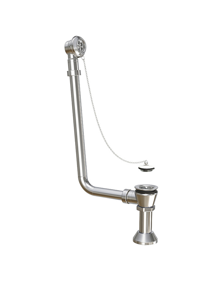 Tappo Lavello Cromato Con Catena Da 45 Mm Per Cucina O Bagno – Acciaio Inox Con Sfera E Gancio A S, Lunghezza Catena 450 Mm