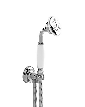 Duschsatz: Duschschlauch, Handbrause, Mauerhaken und Wasserkupplung